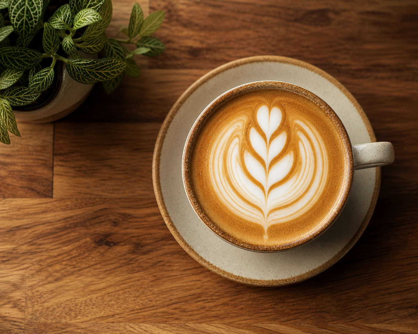 Beautifully poured coffee art at Oliver's